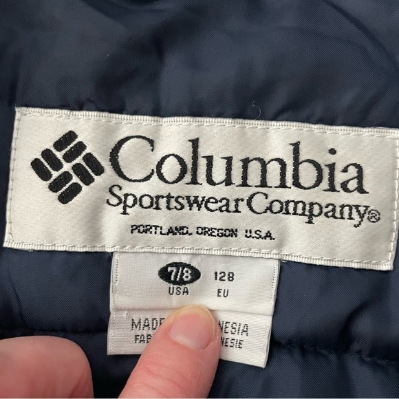 Columbia Winter Coat | Turtleneck, Zip & Snap Closure | Blue & Black | Size 7 - Picture 8 of 10